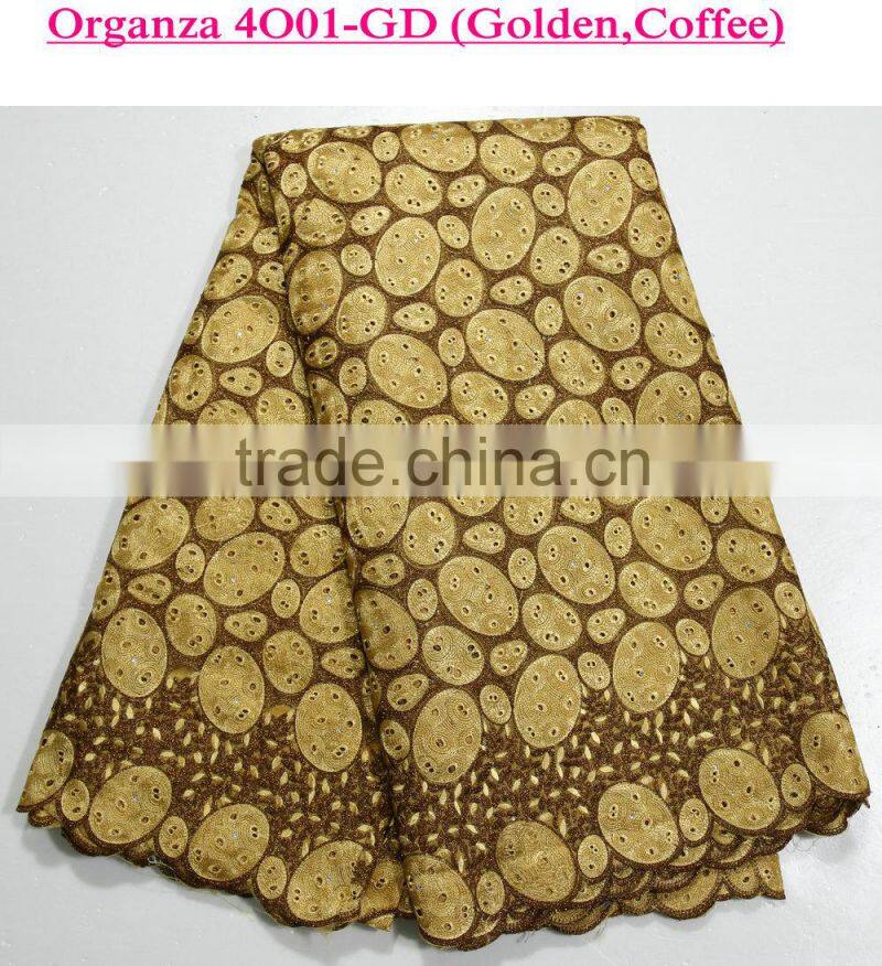 2015 New fashion organza lace heavy double african organza lace for wedding dress