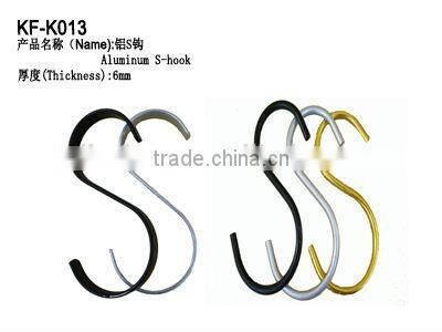 Aluminum S hook with different colour/garment hanging hook