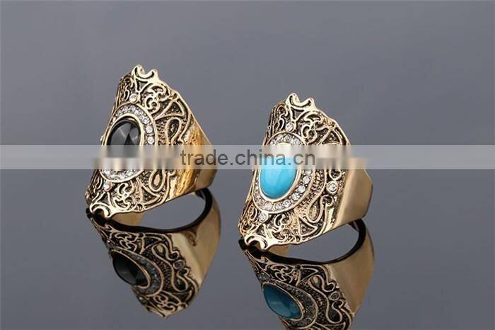Best selling 1 dollar product gold plated zinc alloy resin single stone finger ring