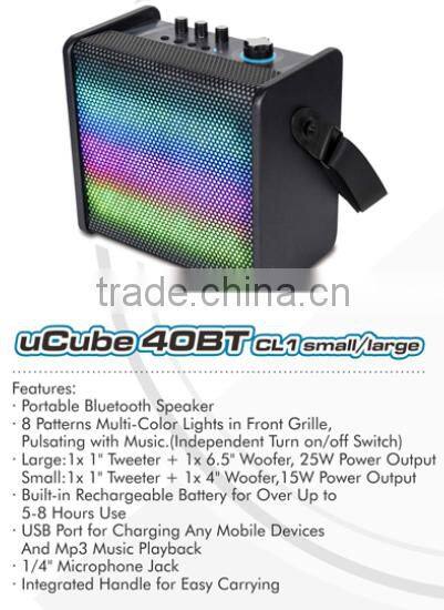 stage speaker with disco light with portable handle Multi-Color wireless built-in battery active trolley speaker