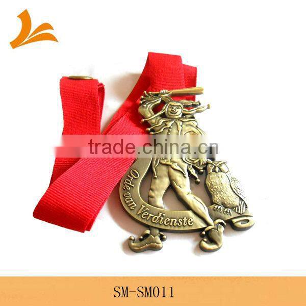 SM-SM005 round custom award pinting medallion with ribbon