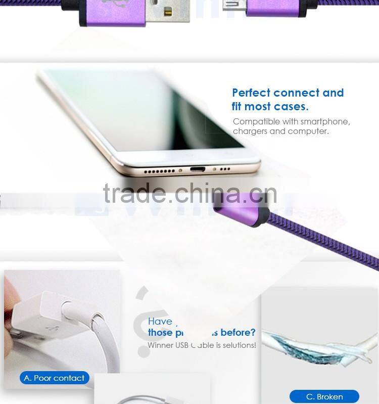 3.3 ft(1M) High Speed Aluminum Shell Nylon Braided USB 2.0 A Male to Micro USB Male Cable