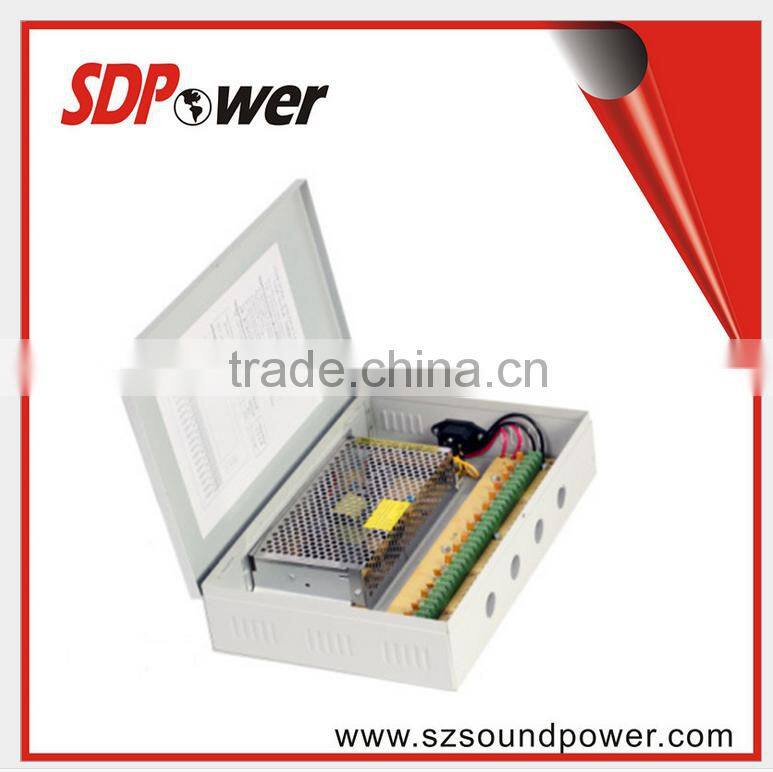 38w 15CH 12V 5A cctv power supply/Mmonitor power /metal box, battery backup
