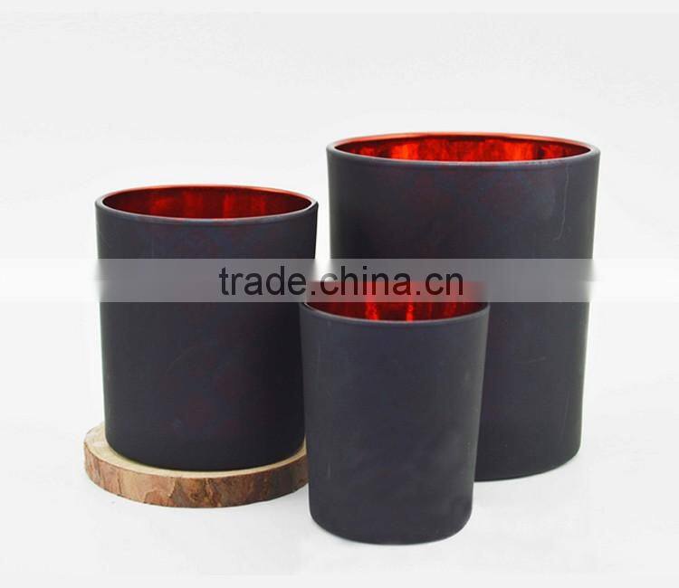 Wedding decorative electro plating black glass candle jar
