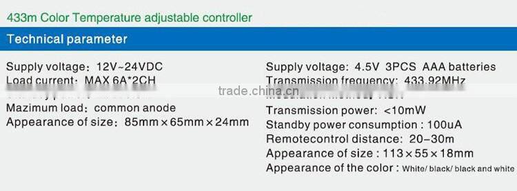 12V~24VDC 20~30m remotecontrol distance 433M RGB LED touch panel controller/Dimmer