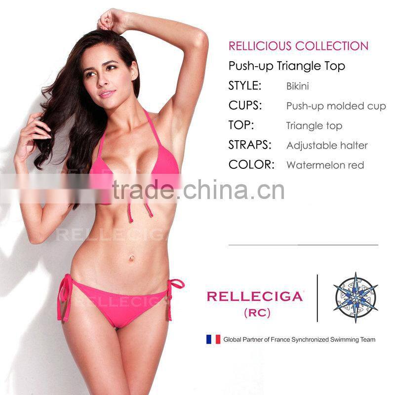 RELLECIGA 2016 Watermelon Red Push-up Triangle Top Swimwear with Adjustable Halter Strap & Brazilian Cut S
