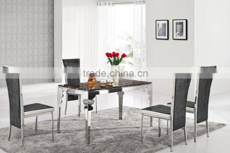Z616 White PU leather metal chrome legs dining chair in hotel home furniture