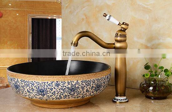 Electroplating Antique European Style Bathroom Basin Faucet Sink tap