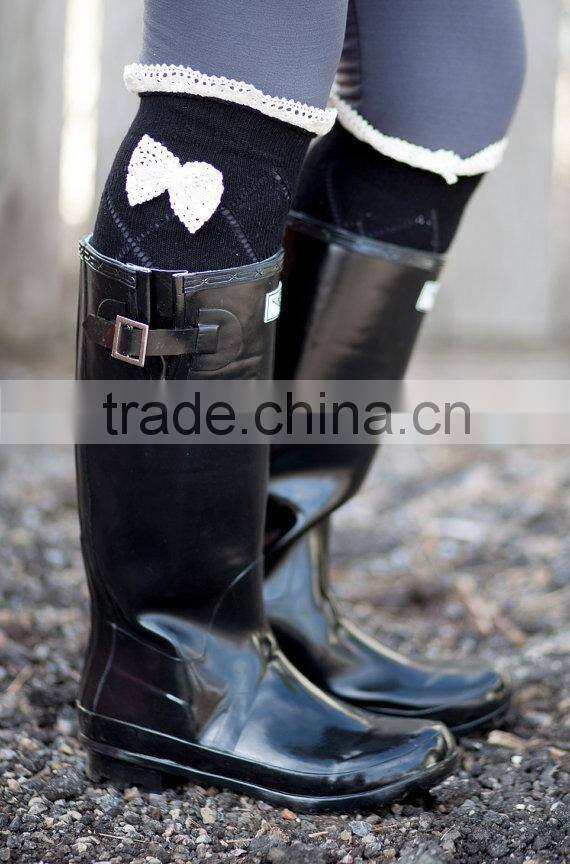 Women Knee High Boot Socks Knee High Grace and Lace Dainty Boot Socks With Button And Lace