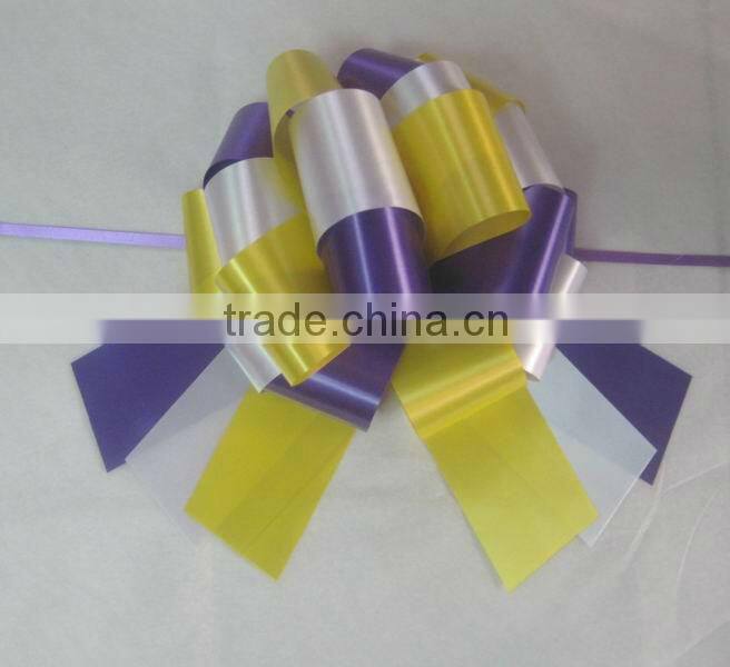 HOT SALE ! New Design Red / Green Metallic Poly Ribbon Decorative Pom Pom Pull Bow