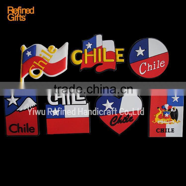 Variety Chile flag PVC Rubber Soft 3D Fridge Magnets OEM Menufacture ECO-friendly