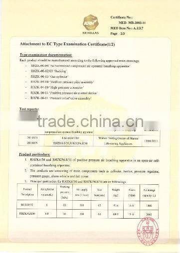 EN136,EN137 Certificate ,6L Fire Fighting Breathing Apparatus
