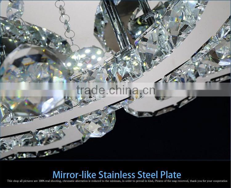 JEVEYA Lighting Modern Stainless Steel Chandelier 5730SMD K9 Crystal Ceiling Light