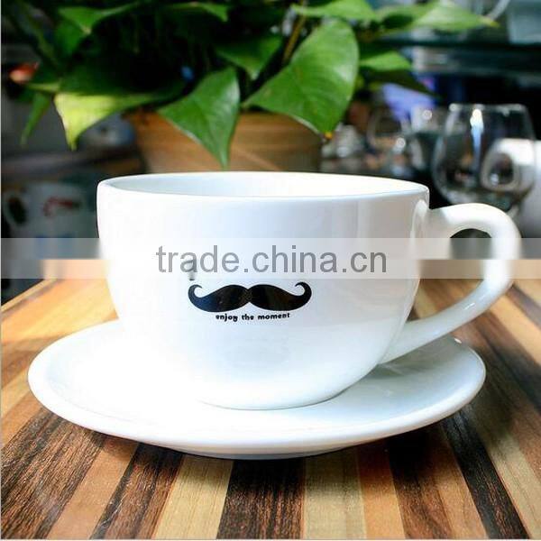 Bulk wholesale white custom printed ceramic tea cups and saucers