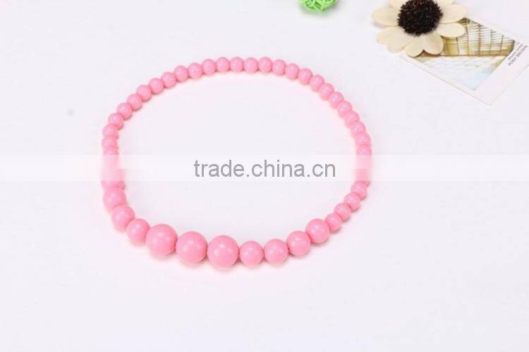2015 hot sale candy colors pearl necklaces baby girl infant kids cute Handmade jewelry necklace Fashion jewelry