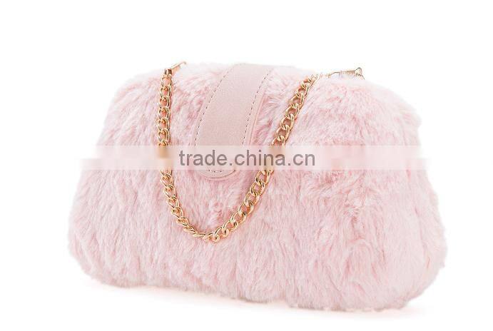 Pink young girl plush cross body bag Eco friendly fabric