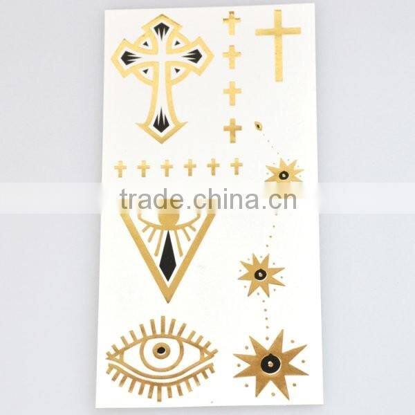 Custom radiant gold and silver heart shaped temporary tattoos flash gold tattoos water transfer body tattoo sticker manufacturer