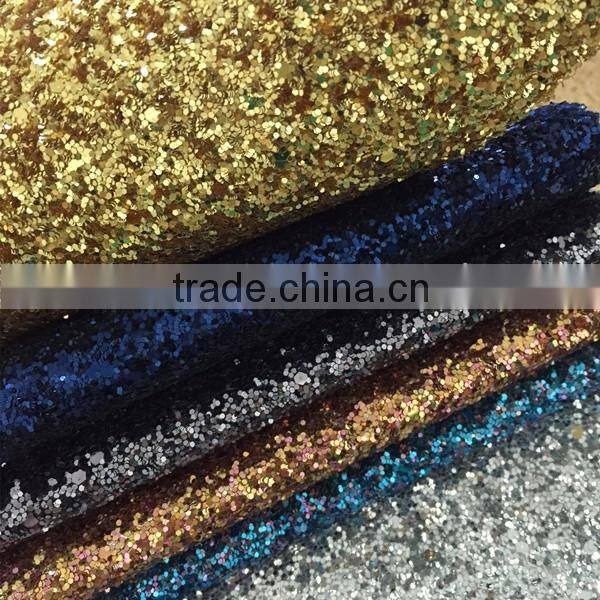Chunky Glitter Fabric with strong twill backing popular use for ladies shoes ,handbags ,wallets ,evening bags
