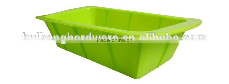 A03-19 Retangle shape green silicone cake molds/silicone loaf pan/toast mold
