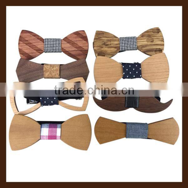 Fashion OEM handmade nature wooden bow ties with gift box