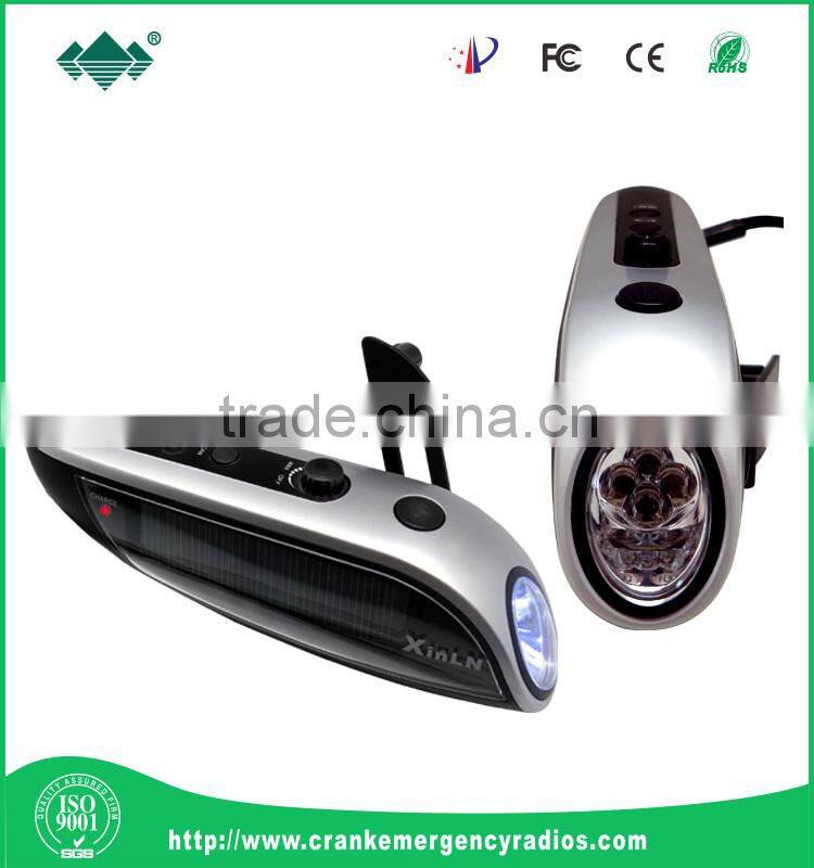 Long-range LED Torch Dynamo Hand Crank and Solar LED Torch Radio
