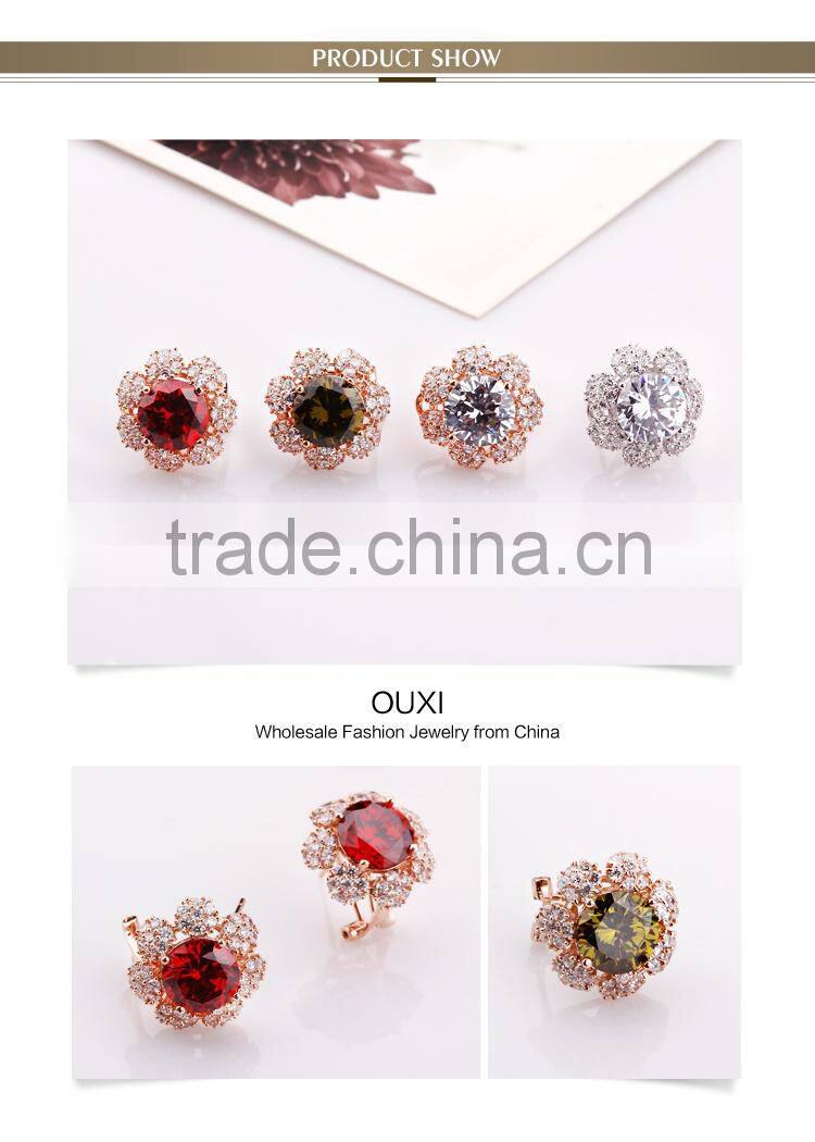 OUXI New designs wholesale changeable gold earrings made with Austria crystal