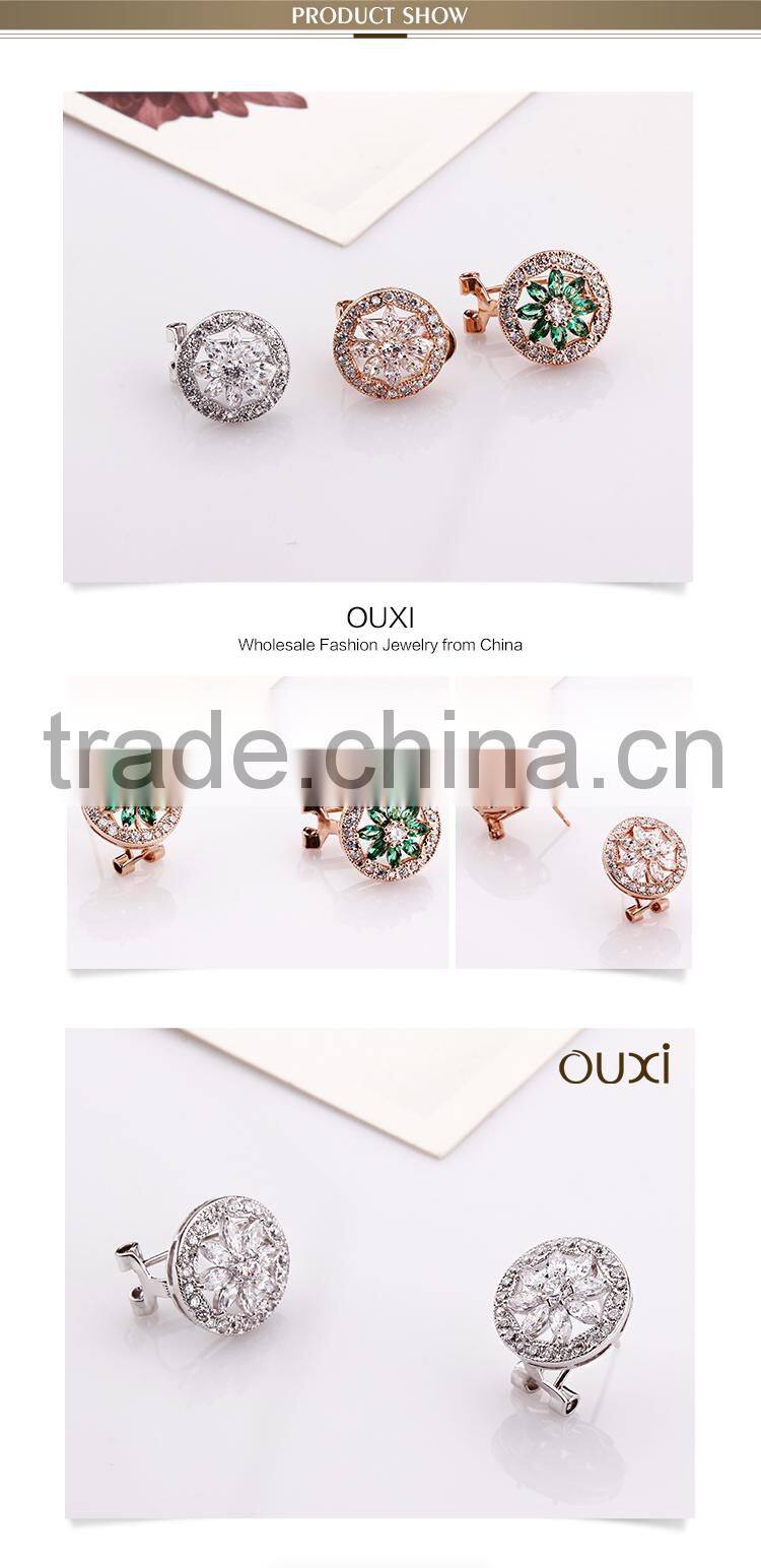 OUXI wholesale price brown zircon earrings made with AAA zircon