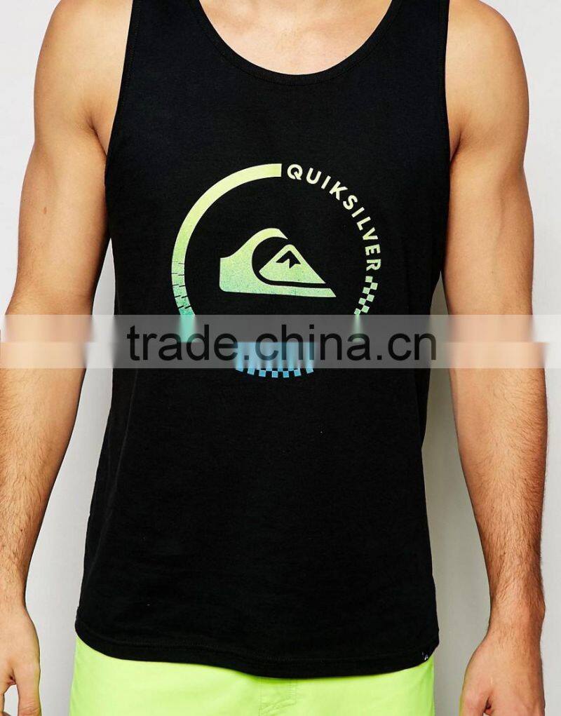 Daijun OEM new design dri fit man black printing gym tank top