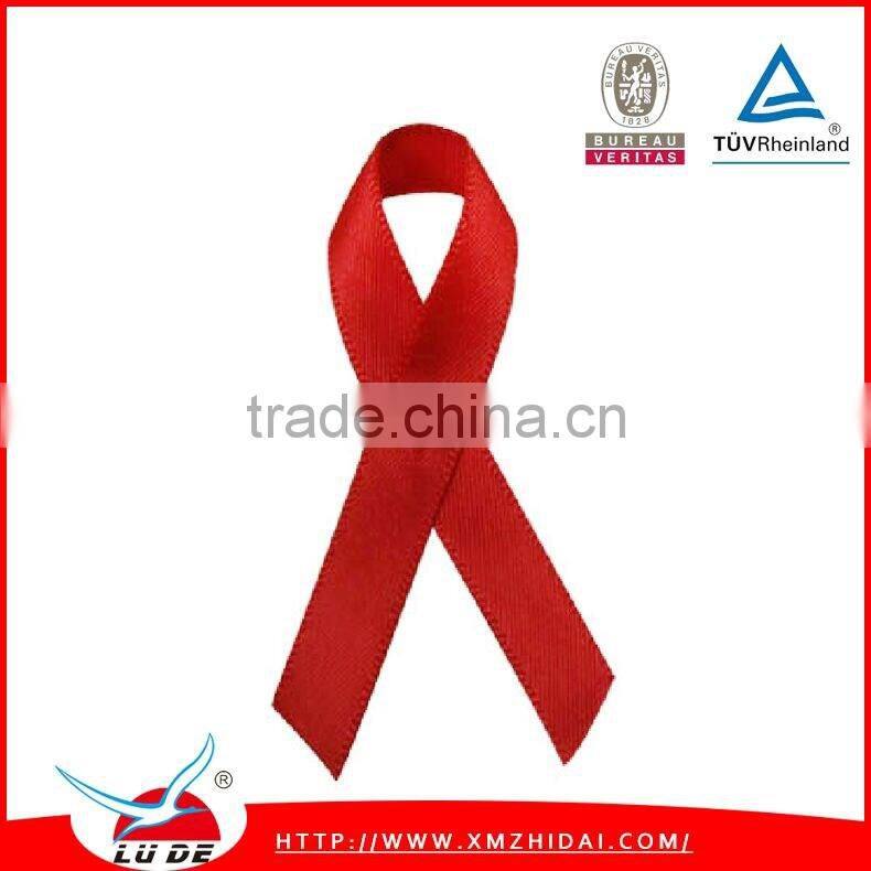 awareness ribbon bow with pin/breast cancer satin awareness ribbon