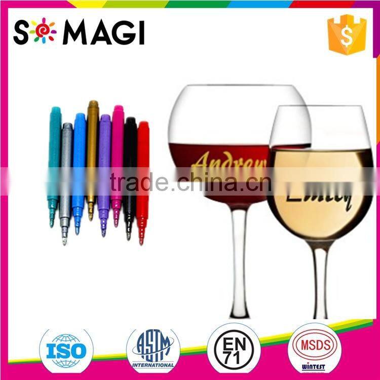 Non-toxic Multi-use Ideal Food Grade Ink Erasable Wine Glass Pens 8pack For Dishwasher Safe Erasable Wedding Wine Charms