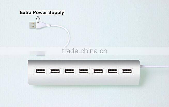 China origin premium aluminum casing 7 port usb 2.0 hub