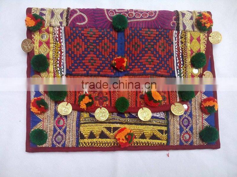 Indian hand embroidered Vintage banjara Envelop Clutch Bag indian ethnic clutch bag