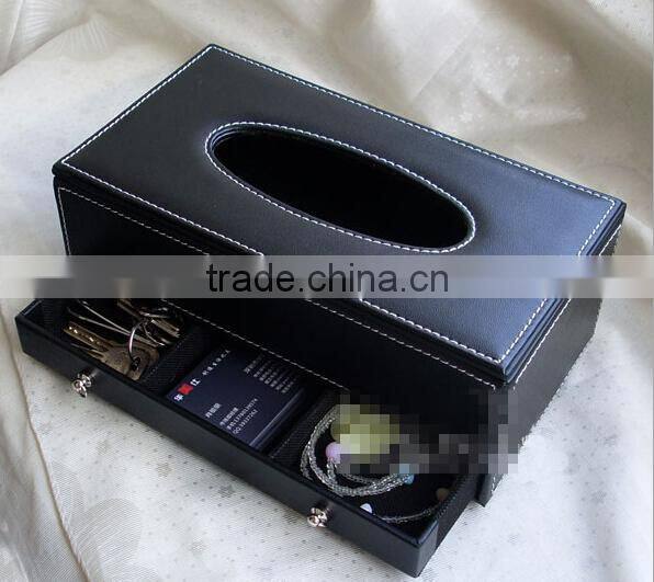 Elegant leather Hotel Supplies wooden tissue box cover