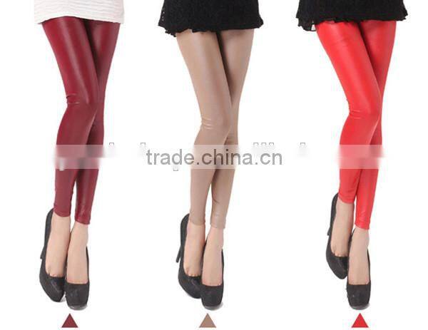 Shiny Metallic High Waist Black Stretchy PU Leather Leggings S/M/L/XL Plus Size