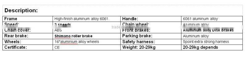 Alloy rim three wheel folding baby stroller bike