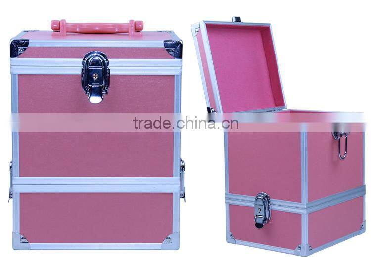 Elegant Pink Decorative Hard Shell Aluminum Frame Beauty Case