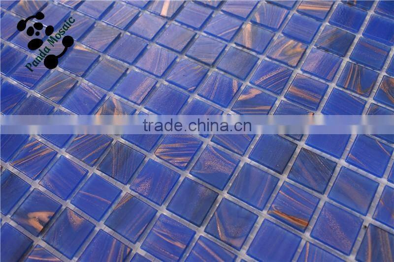 MB SMH01 Golden Line Blue Tile Design Cheap Mosaic Wall Tile Blue Mosaic Bathroom Tile China Glass Mosaic