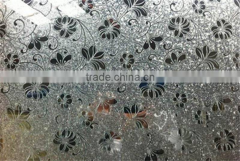 cheap supplier design ice flower mirror glass for kitchen cabinet