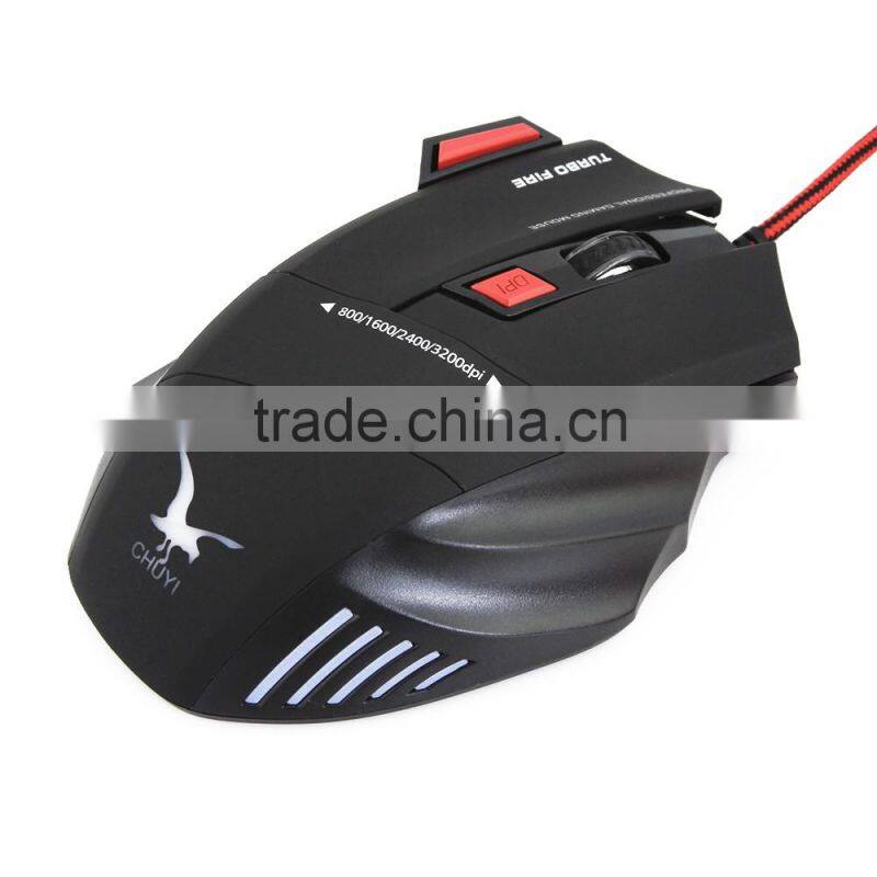 Hot sale 2400DPI Wired 7D Optical PRO Gaming Mouse Mice black