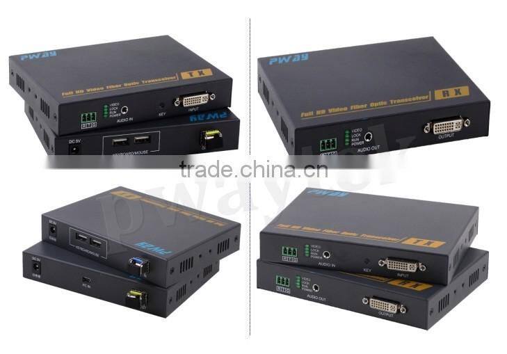 Factory price DVI to fiber converter optical audio video transmitter receiver with KVM control