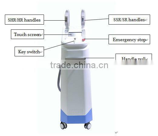 2015 Hot IPL Elight SHR Three in One Permanent Hair Removal Machine With CE Approved for Skin Rejuvenation and Hair Removal