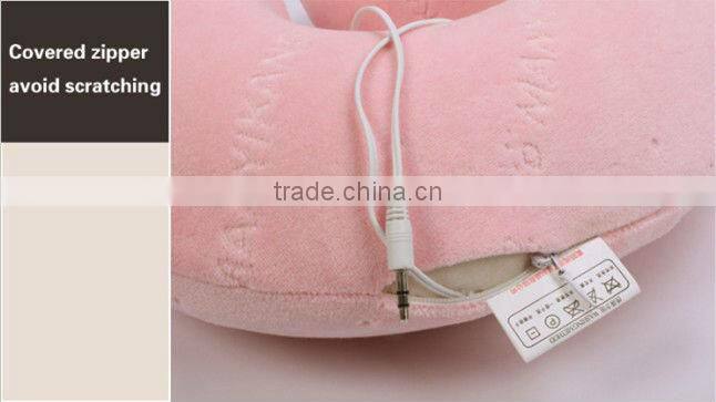 wholesale anti mite memory foam built-in speaker u shape pillow