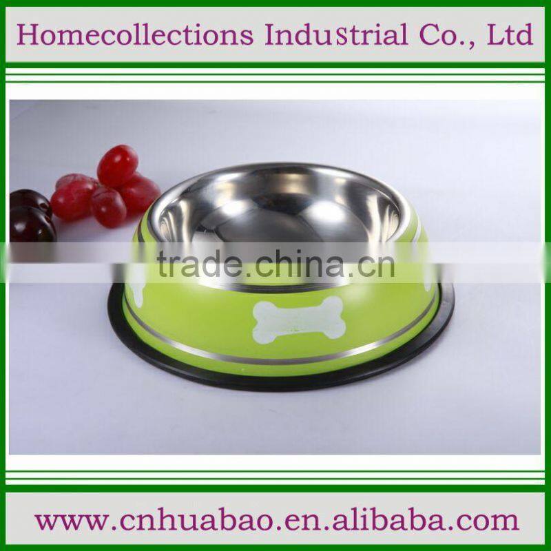 2016 popular Convenient double dinner stainless steel pet bowl manufacturer,red color