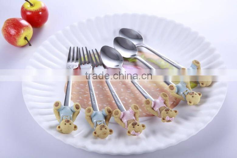 elegant design cutlery holder polyresin cutlery kid fork spoon set