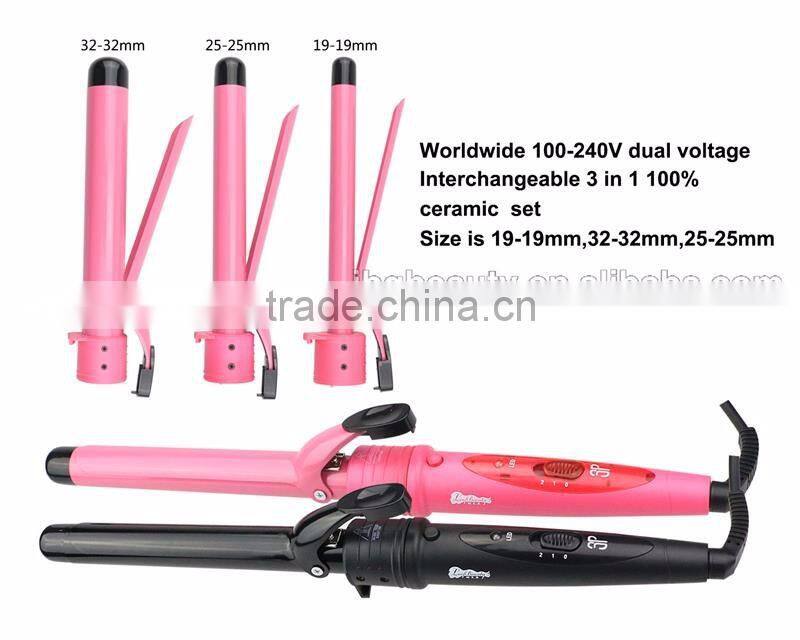 JBG New 3 in 1 interchangeable hair curler ceramic hair curling machine