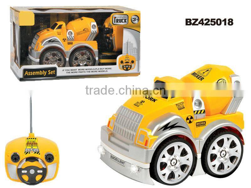 4 channel remote control concrete mixer truck toy self assemble toys