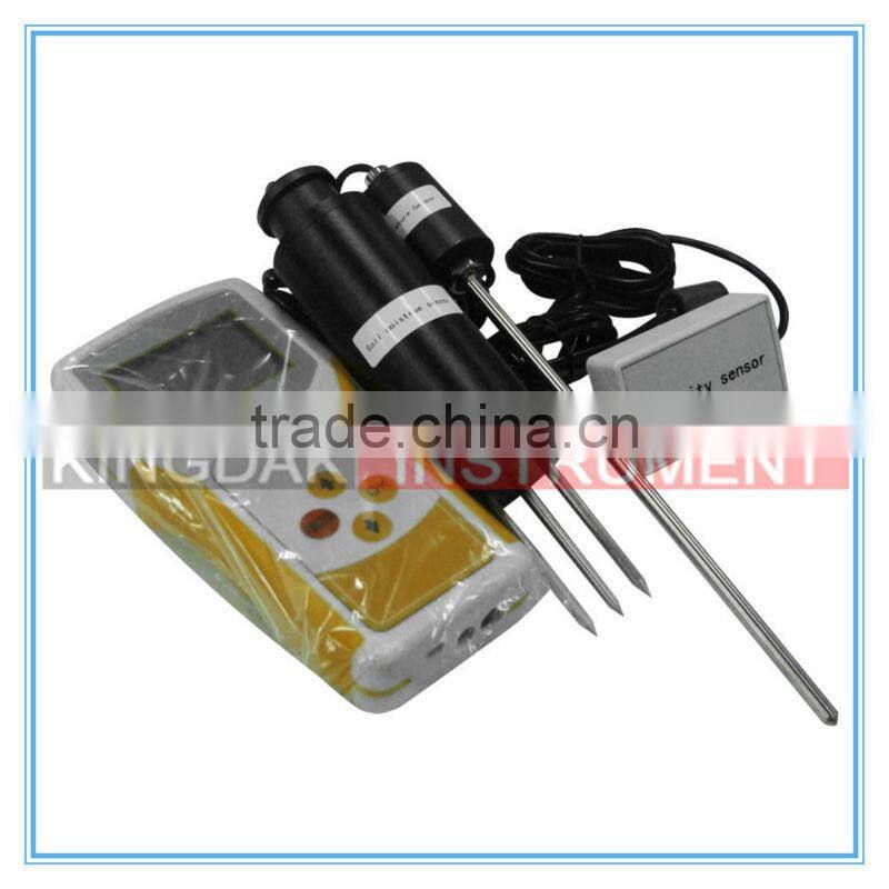Soil temperature, moisture and salinity meter
