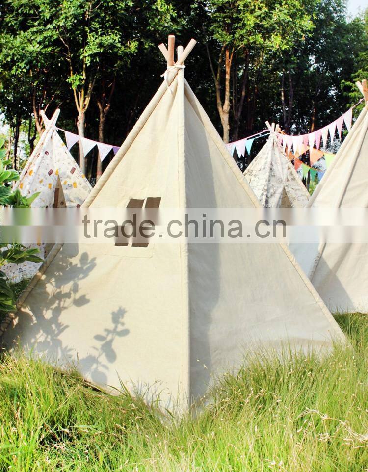 Beige Flax Indian Children Teepee Tent Game House Tent for Kids