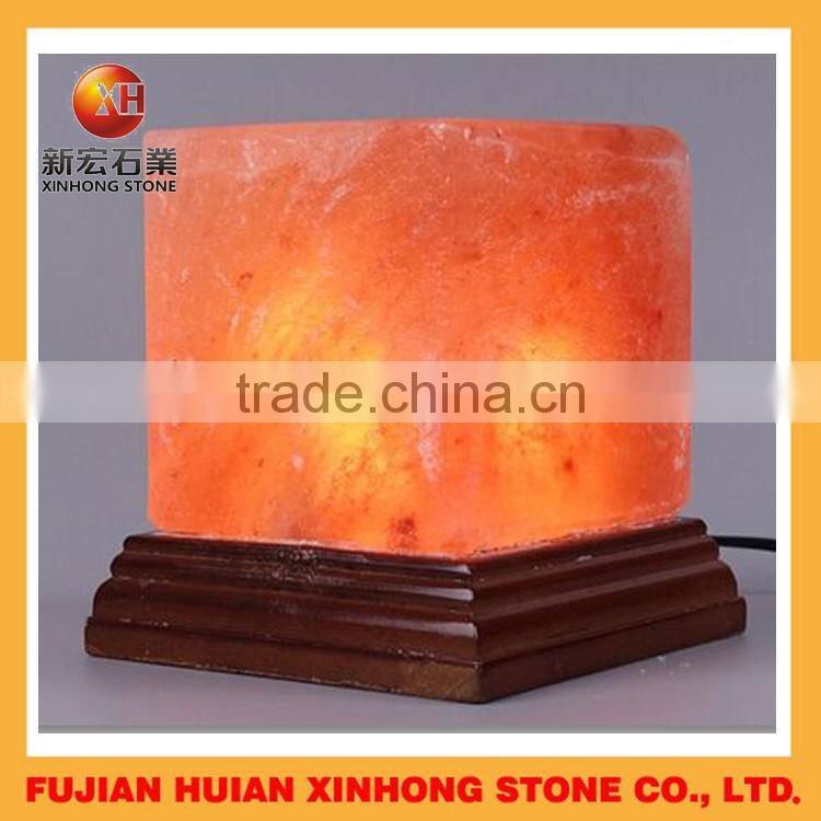 himalayan rock angel salt stone lamp with wooden base for home life
