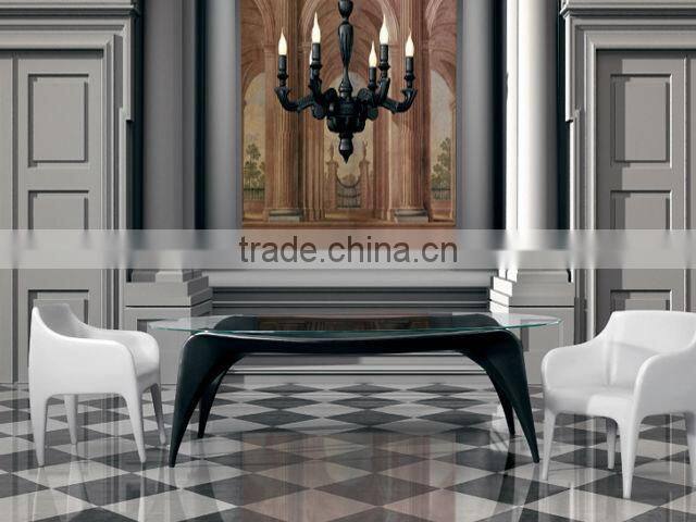 Colorful Plastic Table with Glass Top LGL66-9346